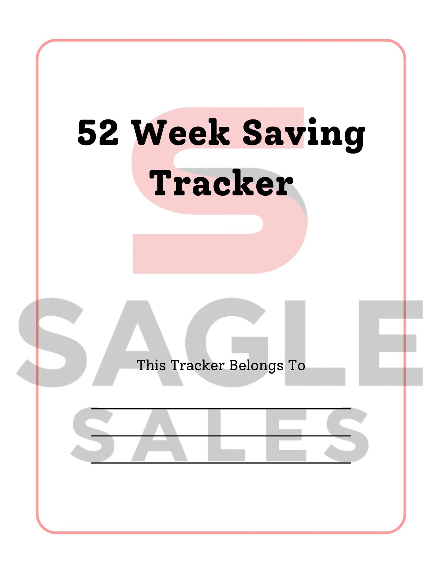 52 Week Saving Tracker – Printable Digital Savings Challenge Planner (Digital Download)