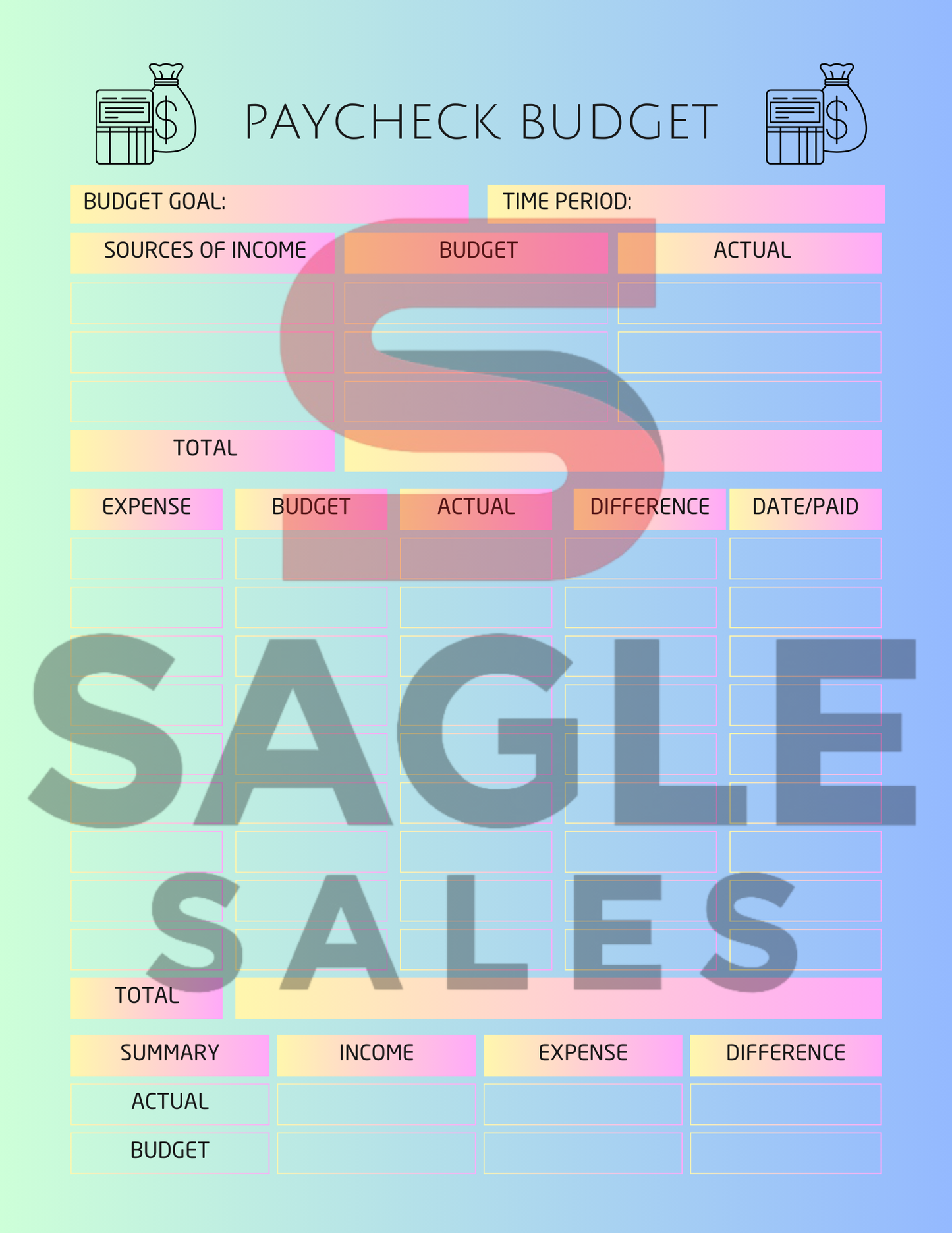 Complete Finance Organizer | Debt, Savings & Budget Tracker PDF ( Digital Download)