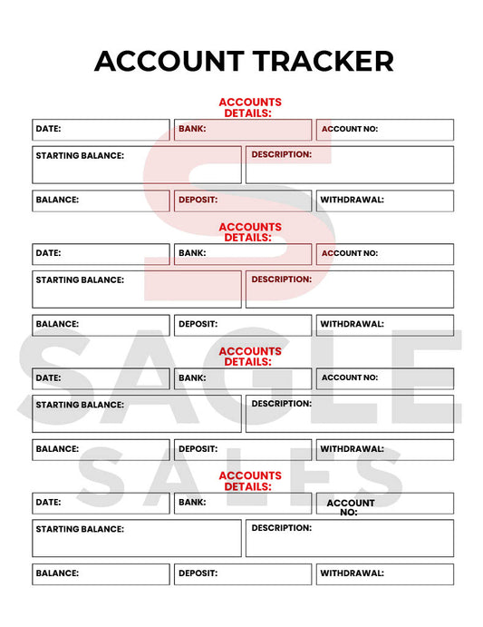 Expense tracker page from Sagle Sales Budget & Financial Planner