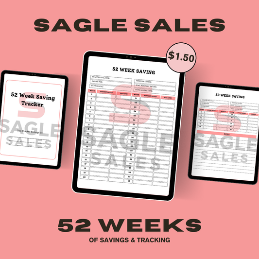 52 Week Saving Tracker – Printable Digital Savings Challenge Planner