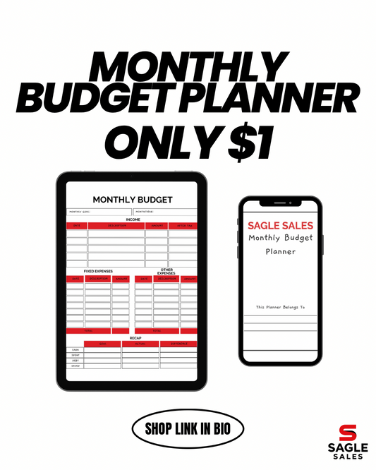 Monthly Budget Planner – 1-Page Printable PDF (Digital Download)